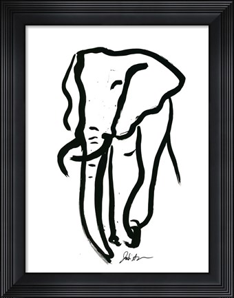 Framed Inked Safari II-Elephant Print