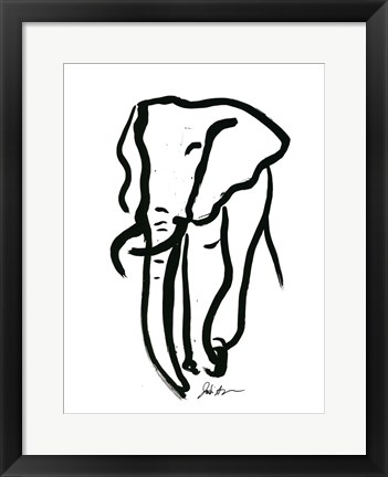 Framed Inked Safari II-Elephant Print