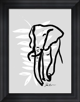 Framed Inked Safari Leaves II-Elephant Print