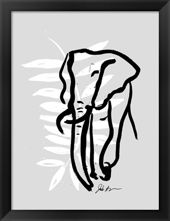 Framed Inked Safari Leaves II-Elephant Print