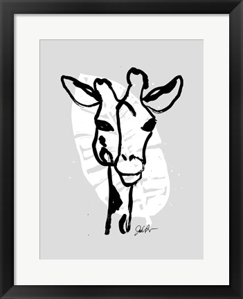 Framed Inked Safari Leaves III-Giraffe 1 Print