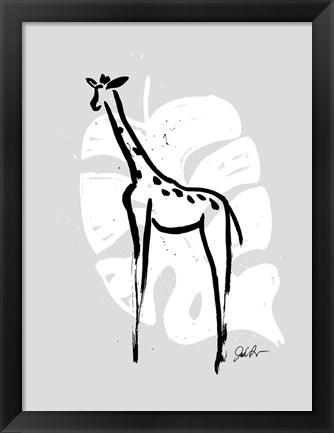 Framed Inked Safari Leaves IV-Giraffe 2 Print