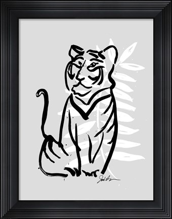 Framed Inked Safari Leaves V-Tiger Print