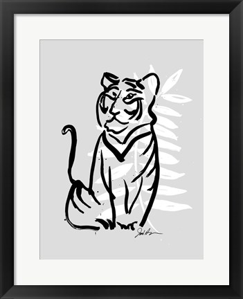 Framed Inked Safari Leaves V-Tiger Print