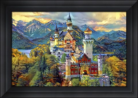 Framed Baviera Fussen Germany Neuschwanstein castle Print