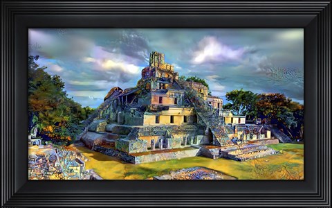 Framed Campeche Mexico Edzna Pyramid Print