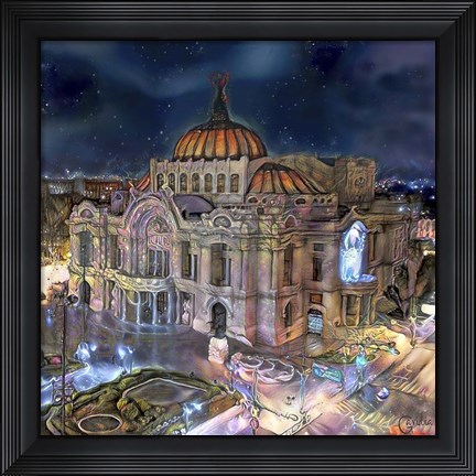 Framed Mexico City Palace of Fine Arts at night Print