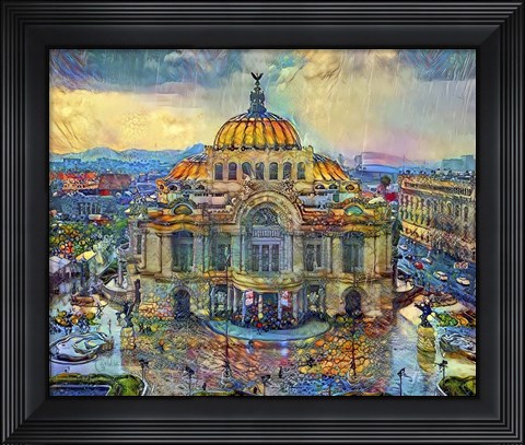 Framed Mexico City Palace of Fine Arts in the rain Print