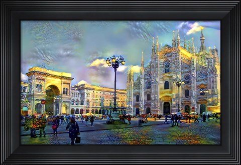 Framed Milan Italy Piazza del Duomo Print