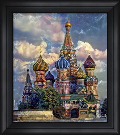 Framed Moscow Russia Cathedral of Vasily the Blessed Saint Basil Print