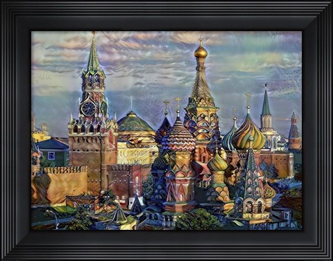 Framed Moscow Russia domes and peaks Print