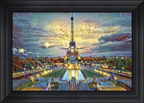 Framed Paris France  Fontaines de Chaillot and Eiffel Tower seen from the Place du Trocadero Print