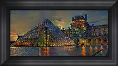 Framed Paris France Louvre Museum at dusk Print
