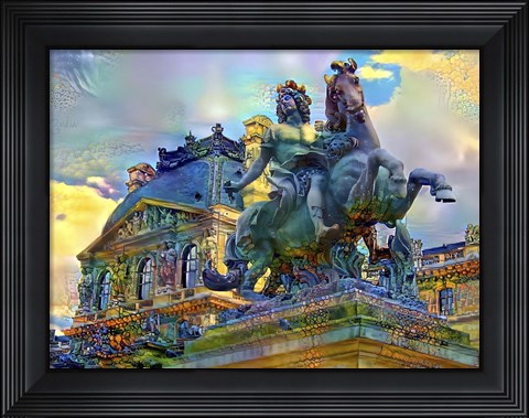 Framed Paris France Louvre Museum Statue of Louis XIV Print