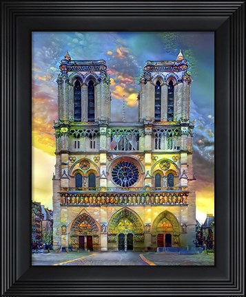 Framed Paris France Notre Dame Cathedral Print