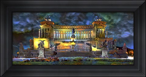 Framed Rome Italy Victor Emmanuel II National Monument at night Print