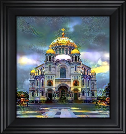 Framed Saint Petersburg Russia Naval cathedral of Saint Nicholas in Kronstadt Print