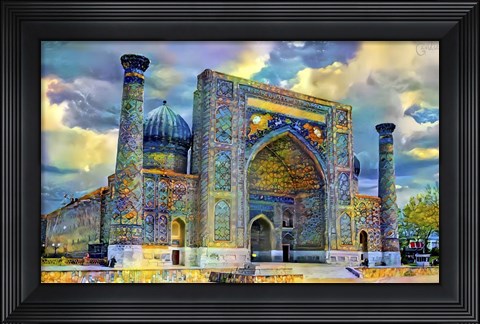 Framed Samarkand Uzbekistan Registan Print