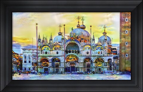 Framed Venice Italy Patriarchal Cathedral Basilica of Saint Mark at sunset Print