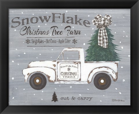 Framed Snowflake Christmas Tree Farm Print