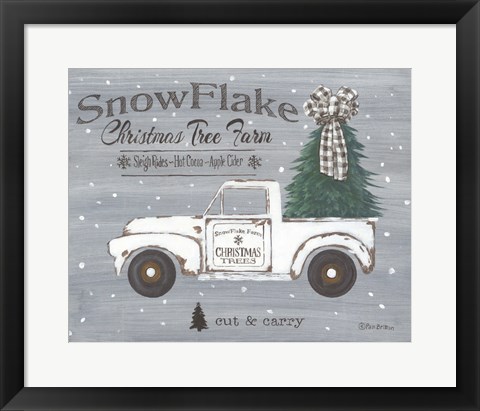 Framed Snowflake Christmas Tree Farm Print