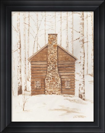 Framed Wintery Cabin Print