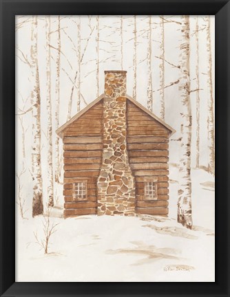 Framed Wintery Cabin Print