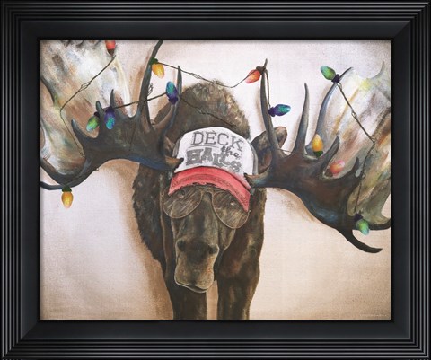 Framed Deck the Halls Moose Print