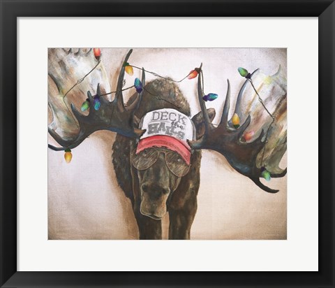 Framed Deck the Halls Moose Print