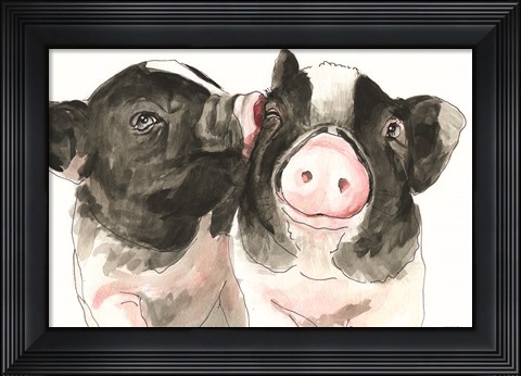 Framed Piglet Kisses Print