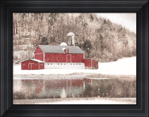 Framed Belleville Snowy Barn Print