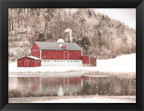 Framed Belleville Snowy Barn Print