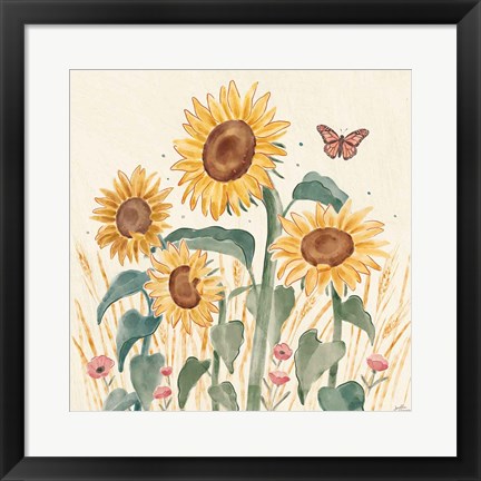 Framed Sunflower Season III Bright Print