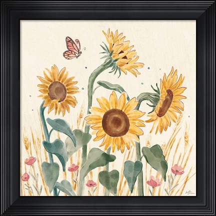 Framed Sunflower Season II Bright Print