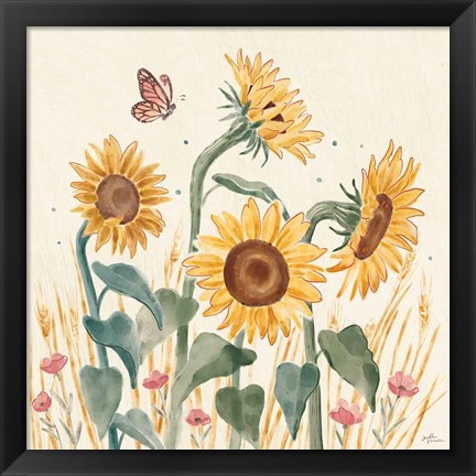 Framed Sunflower Season II Bright Print