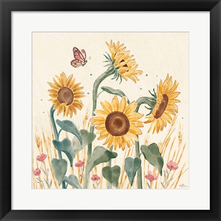 Framed Sunflower Season II Bright Print