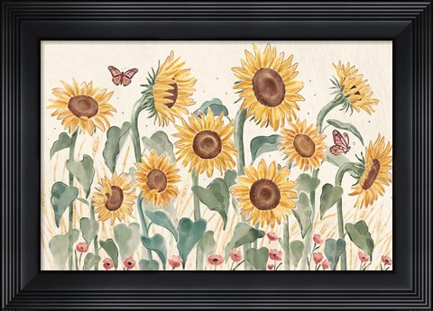 Framed Sunflower Season I Bright Print