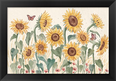 Framed Sunflower Season I Bright Print