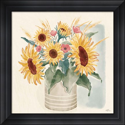 Framed Sunflower Season V Bright Print