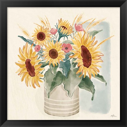 Framed Sunflower Season V Bright Print