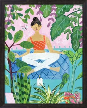Framed Yoga with Plants II Print