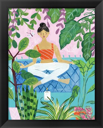 Framed Yoga with Plants II Print