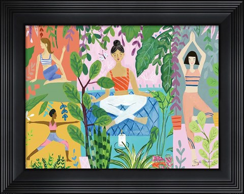 Framed Yoga with Plants I Print