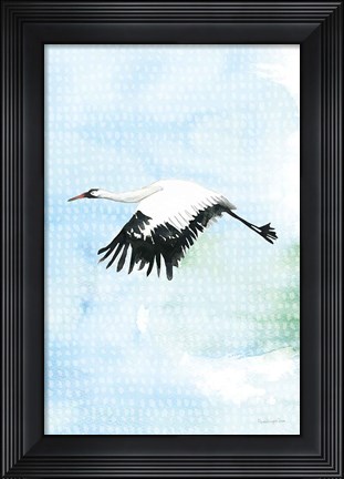 Framed Crane in Flight II Print