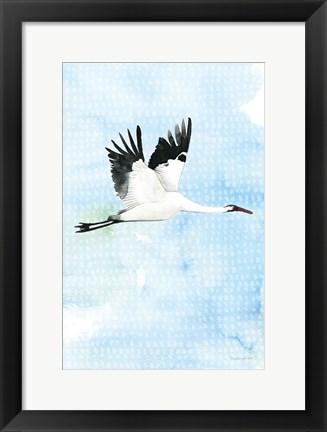 Framed Crane in Flight I Print