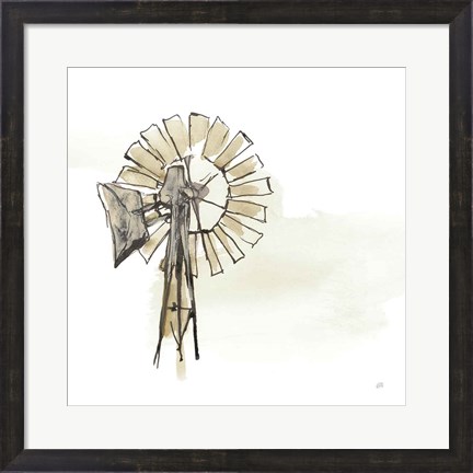 Framed Windmill II Neutral Print