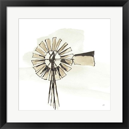 Framed Windmill III Neutral Print