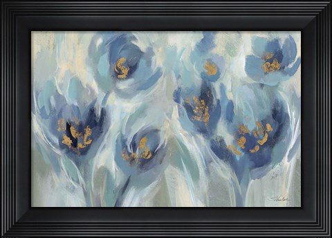 Framed Blue Fairy Tale Floral III Light Print