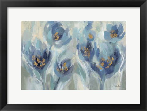 Framed Blue Fairy Tale Floral III Light Print