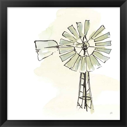 Framed Windmill I Print